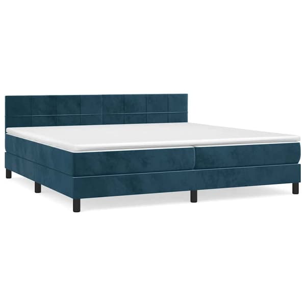 Ramsäng med madrass mörkblå 200x200 cm sammet