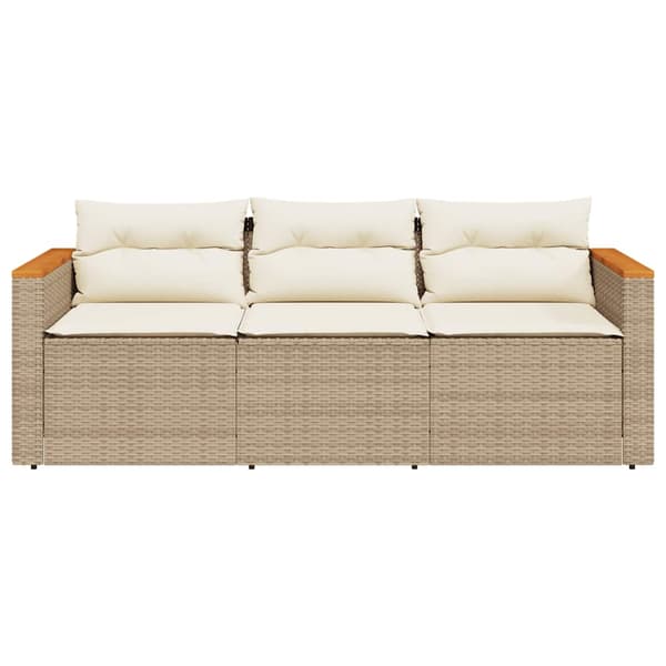 Trädgårdssoffa 3-sits med dynor konstrotting beige