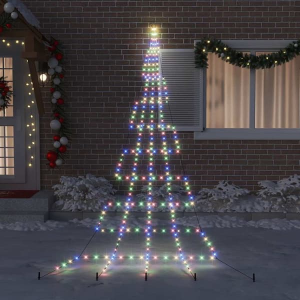 LED Julgran med markspikar Flerfärgsdesign 511 cm Metall