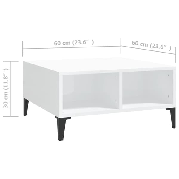 Soffbord vit högglans 60x60x30 cm konstruerat trä