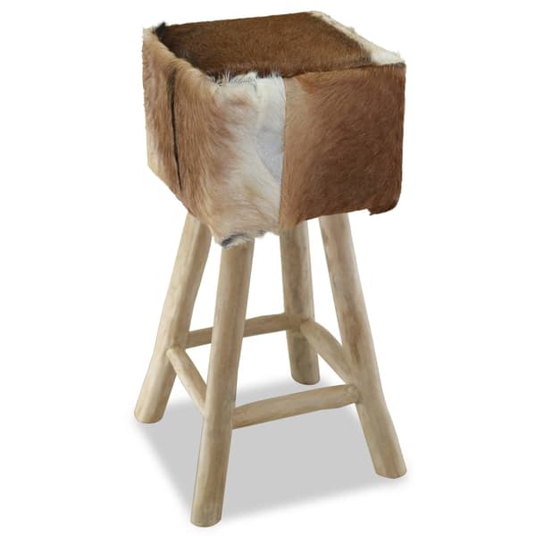 Barstol getskinnsläder och massiv teak