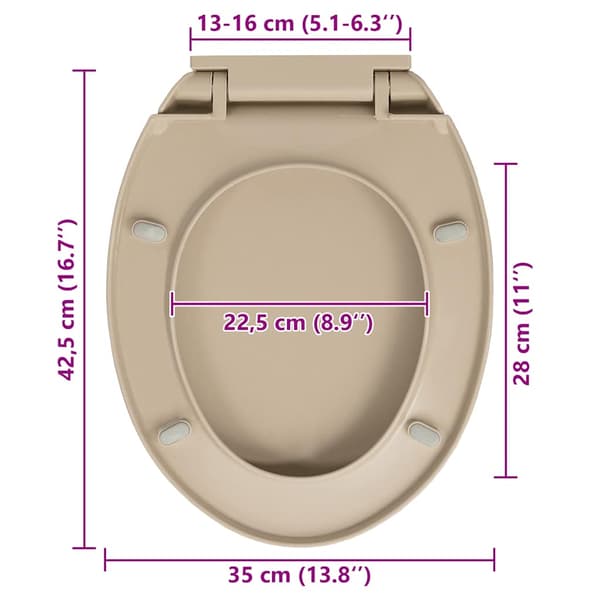 Toalettsits mjuk stängning snabbfäste beige oval