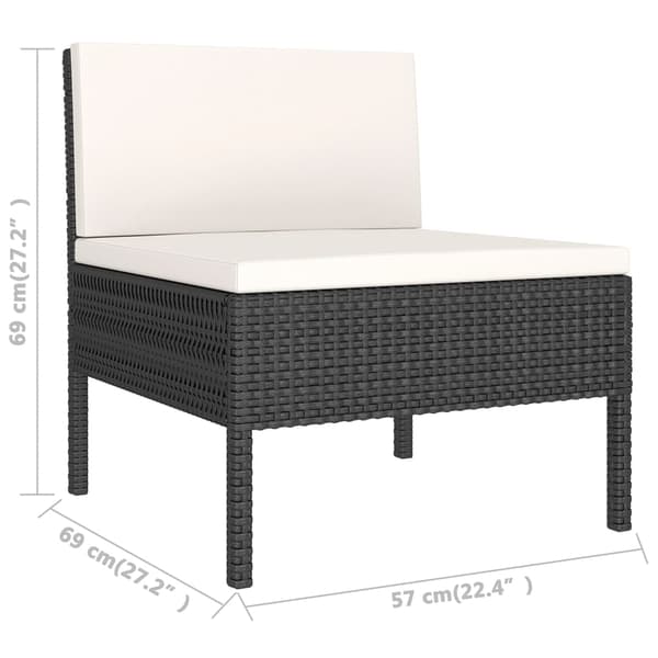 Loungegrupp med dynor 5 delar konstrotting svart