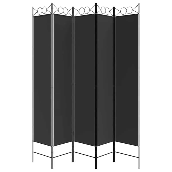 Rumsavdelare 5 paneler svart 200x220 cm tyg