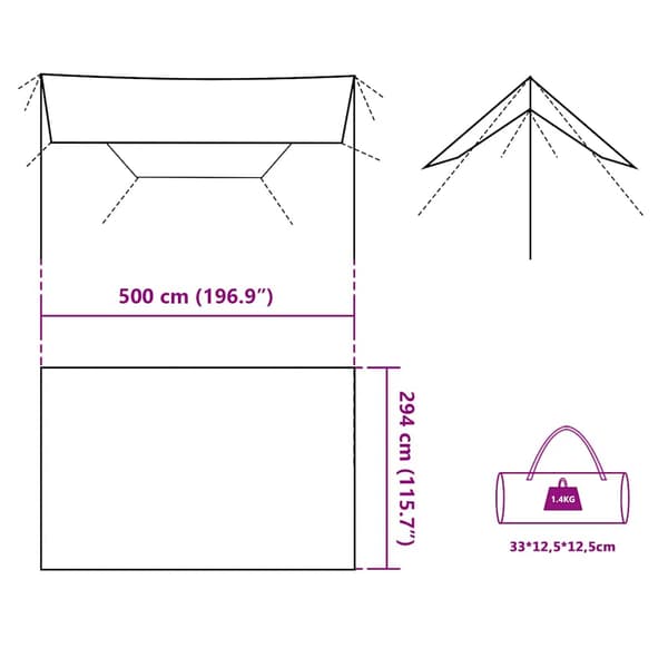 Tarp grå och orange 500x294 cm vattentät