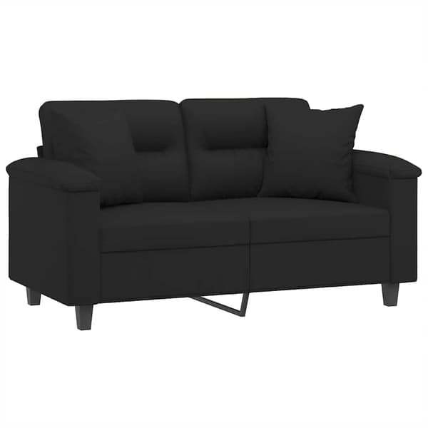 2-sitssoffa med prydnadskuddar svart 120 cm mikrofibertyg