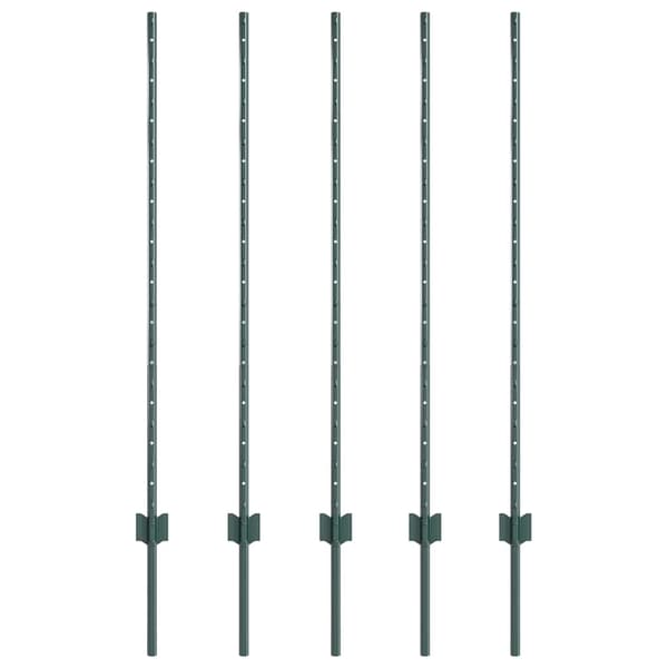 Stängselstolpe 5 pcs Grön 120 cm Stål