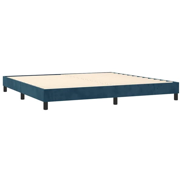 Boxspring-sängram mörkblå 200x200 cm sammet