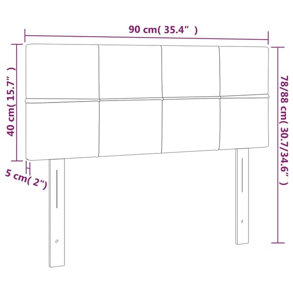 Sänggavel LED mörkgrå 90x5x78/88 cm sammet