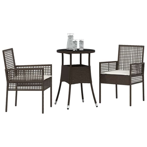Trädgårdsmöbelset 3 pcs Brun konstrotting