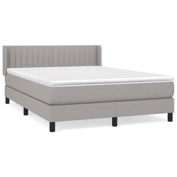 Ramsäng med madrass ljusgrå 140x200 cm tyg