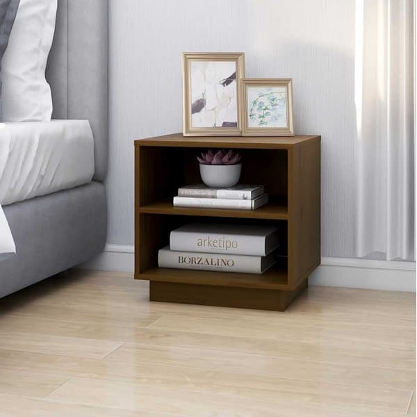 Sängbord 2 st honungsbrun 40x34x40 cm massiv furu