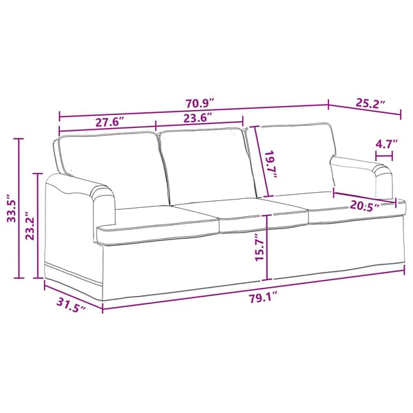 Soffa Mörkgrå 201 x 80 x 85 cm tyg