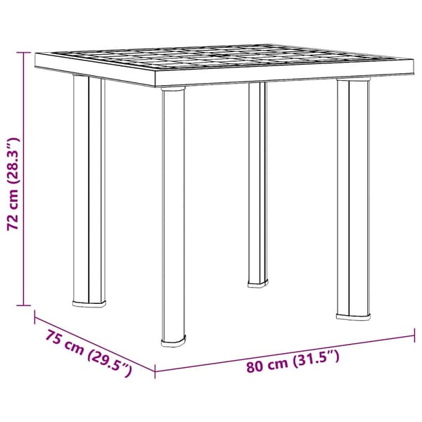 Trädgårdsbord grön 80x75x72 cm plast