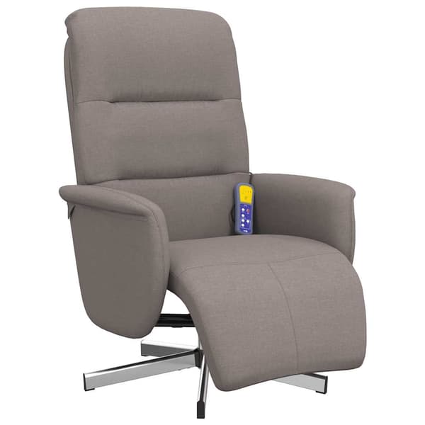Massagefåtölj med fotstöd taupe tyg