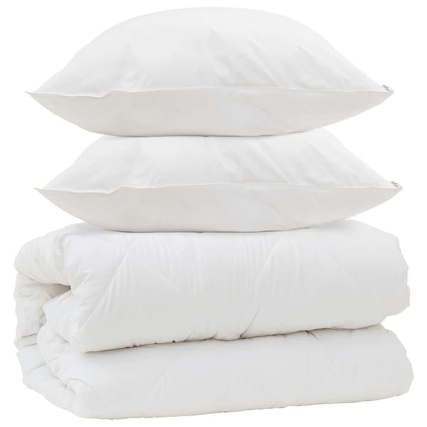 Duntäcke med Kuddar med kudde 3 pcs Vit Mikrofiber