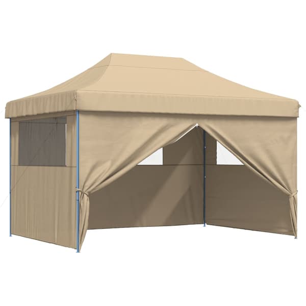 Pop-Up hopfällbart partytält med 4 sidoväggar beige