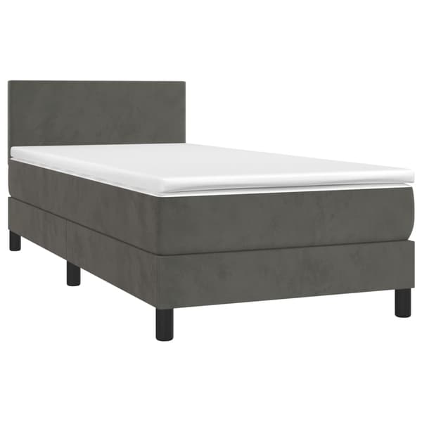 Ramsäng med madrass mörkgrå 90x190 cm sammet