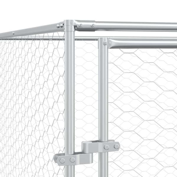 Hundgård för utomhusbruk silver 8x4x2 m galvaniserat stål