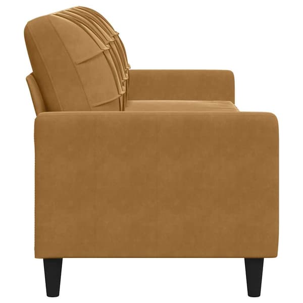 3-sitssoffa brun 210 cm sammet
