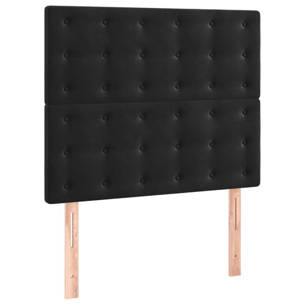 Ramsäng med madrass & LED svart 90x190 cm sammet