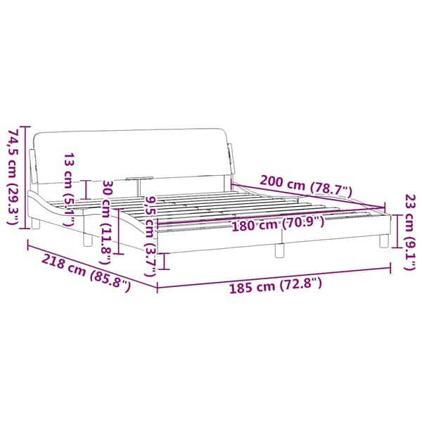 Bed Frame "Dover" Dark Brown 180x200 cm Fabric