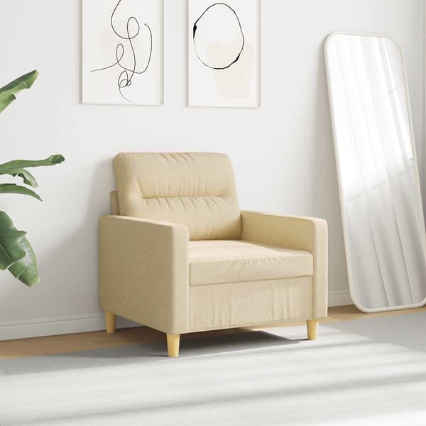 Fåtölj gräddvit 60 cm tyg