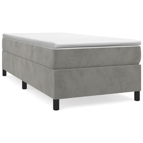 Ramsäng med madrass ljusgrå 100x200 cm sammet