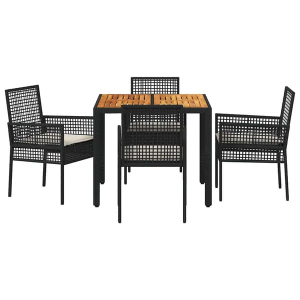 Trädgårdsmöbelset 5 pcs Svart konstrotting