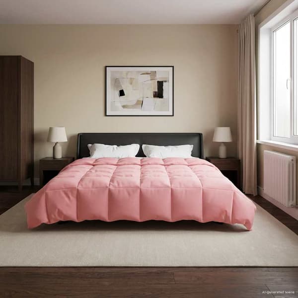 Vinter Täcke Quiltad Rosa 200 x 200 cm Mikrofiber