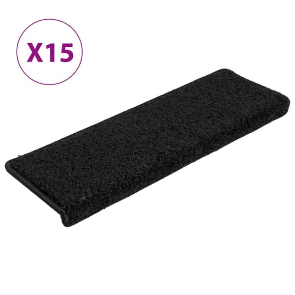 Trappmattor 15 st 65x21x4 cm svarta rektangulära kanter