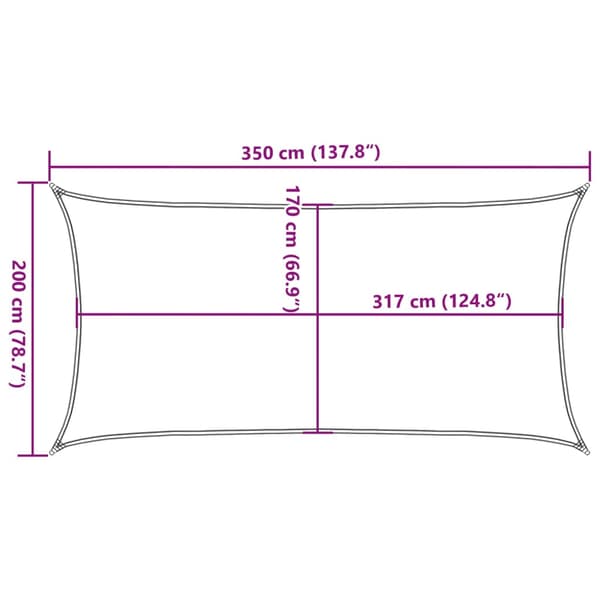 Solsegel ljusgrå 3,5x2 m 100% polyesteroxford