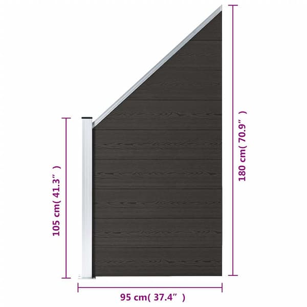 Staketpanel WPC 95x(105-180) cm svart