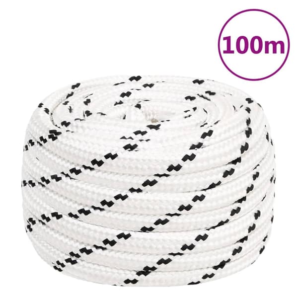 Båtlina flätad vit 20 mm x 100 m polyester