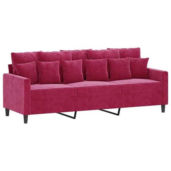 3-sitssoffa vinröd 180 cm sammet