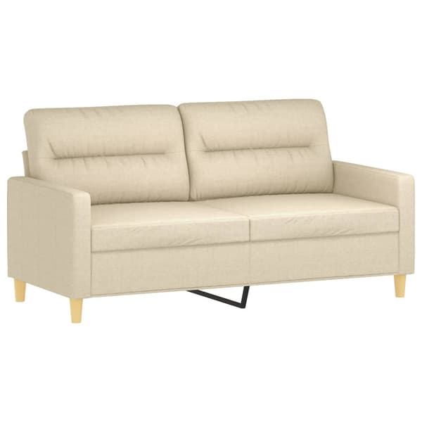 2-sits soffa med prydnadskuddar gräddvit 140 cm tyg