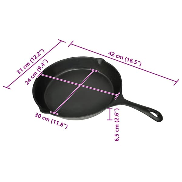 Gjutjärnspanna grill 30 cm rund