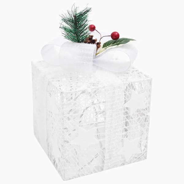 Juldekoration julklappar 3 st vit ute/inne