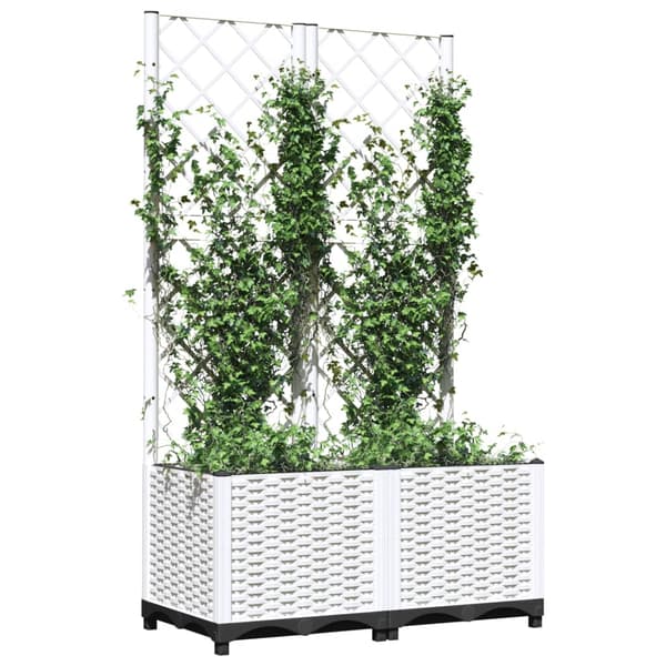Odlingslåda med spaljé vit 80x40x136 cm PP
