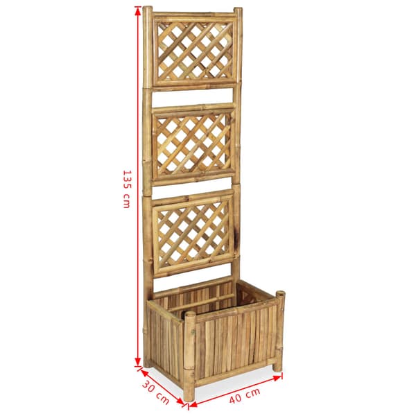 Odlingslåda med spaljé upphöjd bambu 40 cm