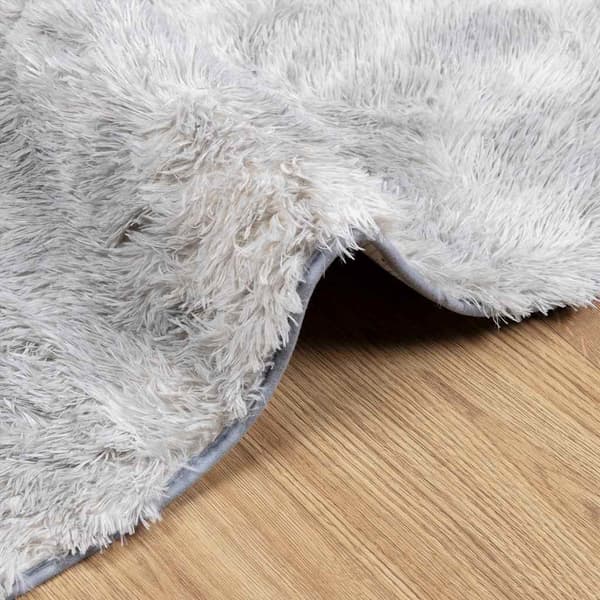 Ryamatta med lång lugg NAVARRA silvergrå 200x290 cm polyester