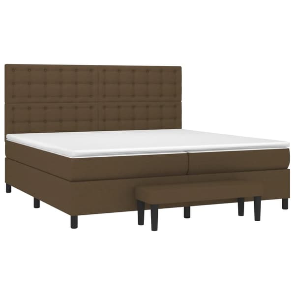 Ramsäng med madrass mörkbrun 200x200 cm tyg
