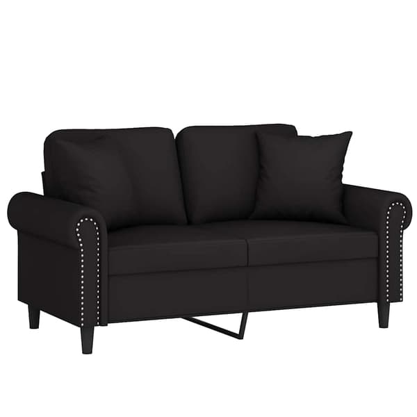 2-sitssoffa med prydnadskuddar svart 120 cm sammet