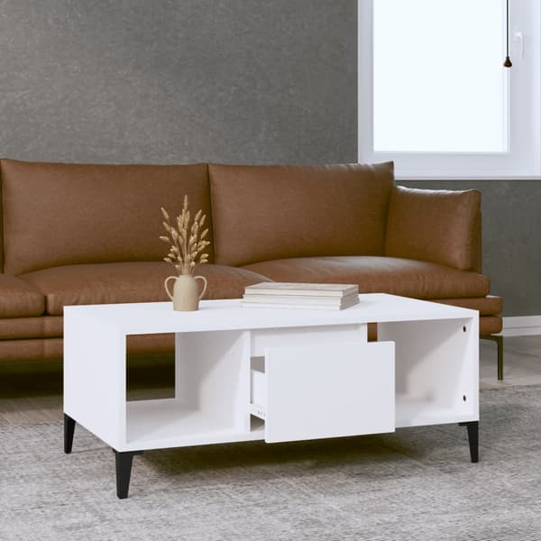 Soffbord vit 90x50x36,5 cm konstruerat trä