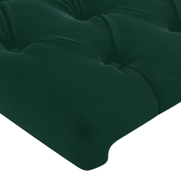 Sänggavel LED mörkgrön 100x7x118/128 cm sammet