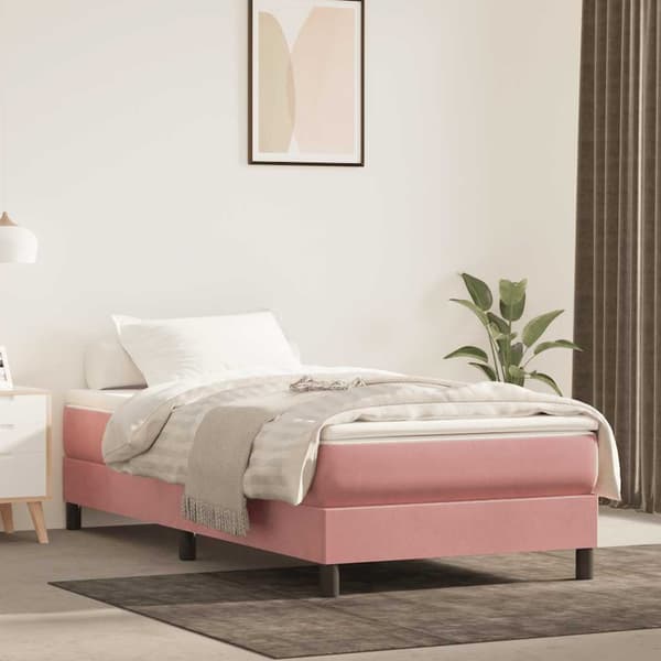Pocketresårmadrass medium rosa 90x220x20 cm sammet