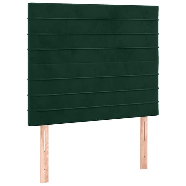 Ramsäng med madrass & LED mörkgrön 100x200 cm sammet