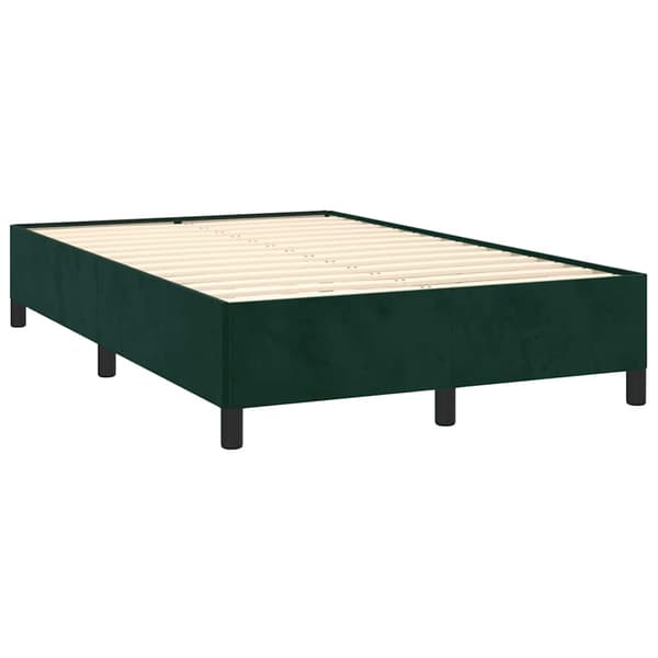 Ramsäng med madrass & LED mörkgrön 120x190 cm sammet