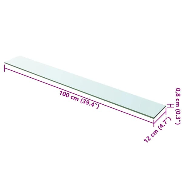 Hyllplan 2 st glas genomskinligt 100x12 cm