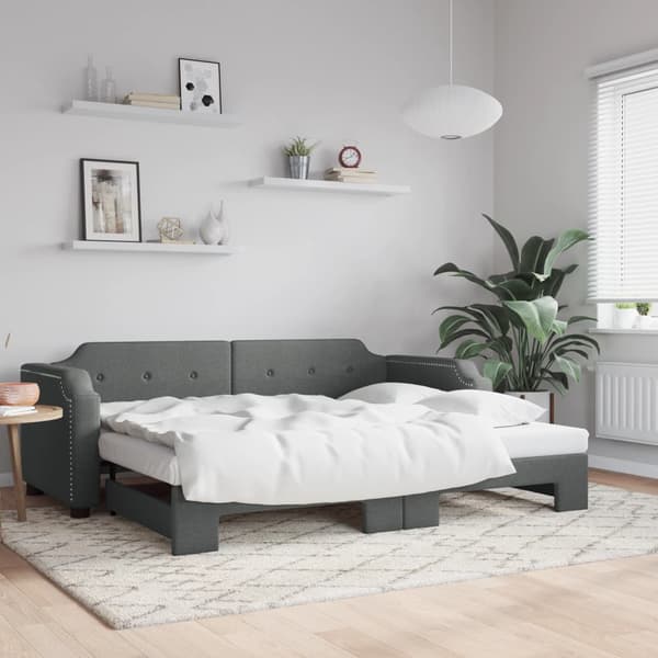 Dagbädd utdragbar mörkgrå 100x200 cm tyg
